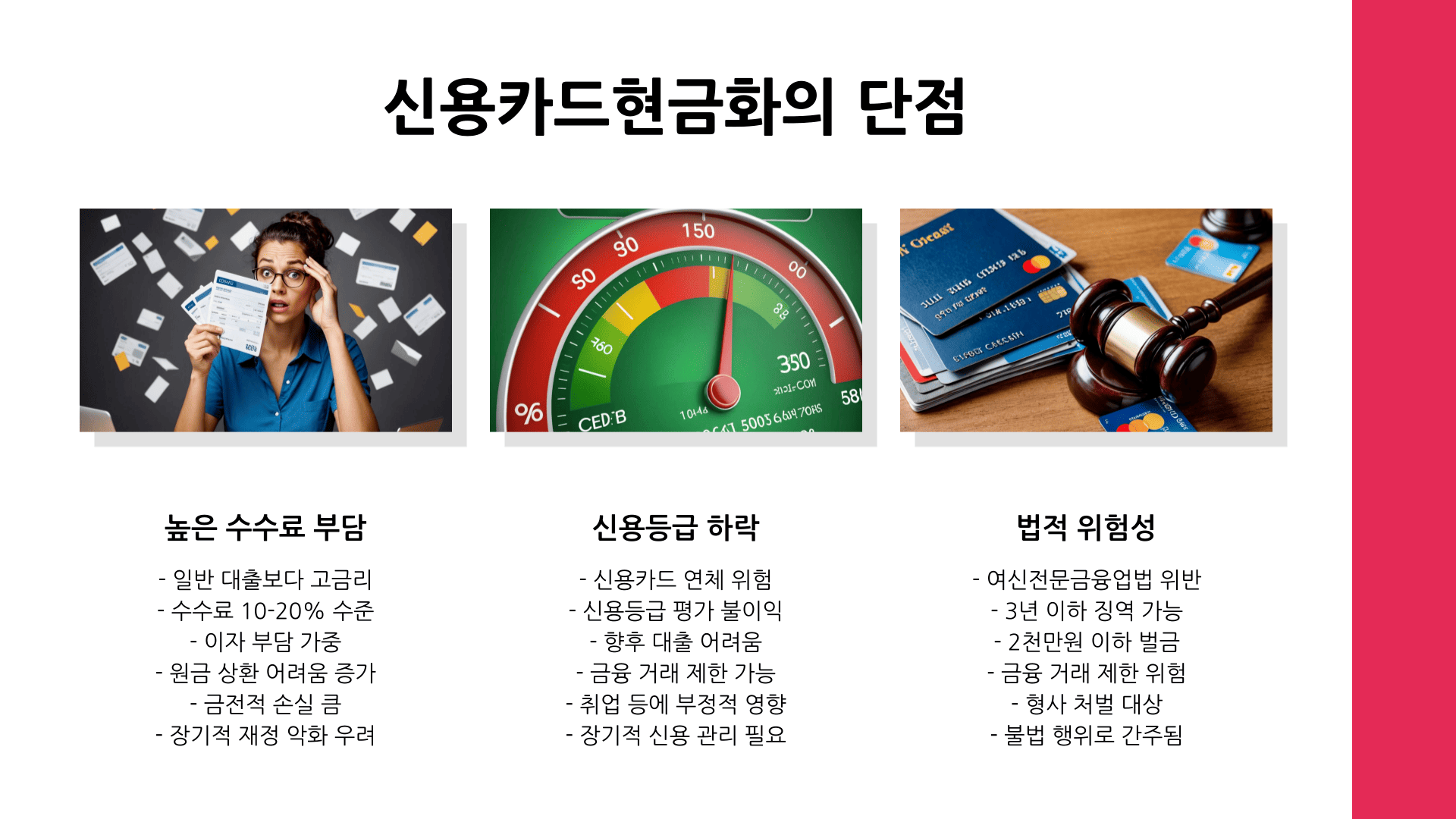 신용카드현금화의 단점