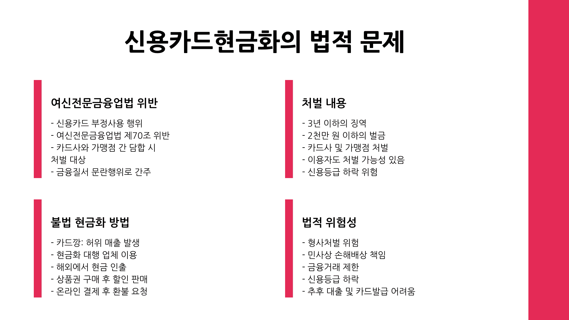 신용카드현금화의 법적 문제